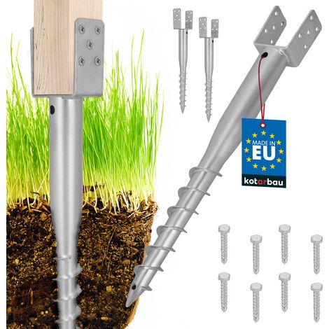 KOTARBAU® Base di ancoraggio a U in acciaio per pali di recinzione e gazebo, 81 x 710 mm, set da 2