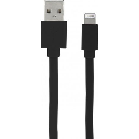 Câble MFI / USB-A plat pour iPhone iPad 1 m - noir (1/2)