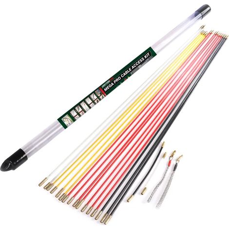 Dekton Mega Pro Cable Super Rod Kit 16m With Attachments Set Electrical Access