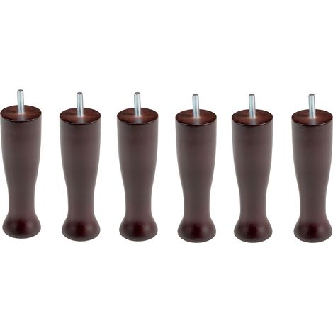 Juego 6 Patas Copa Relax 16 cm Rosca M8 para Base y Canapé  6 patas madera Wengue
