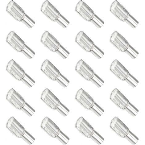 Supports d'étagère (lot de 20), 5 mm, en métal nickelé, pour meubles, placards et bibliothèques (argenté). (1/5)