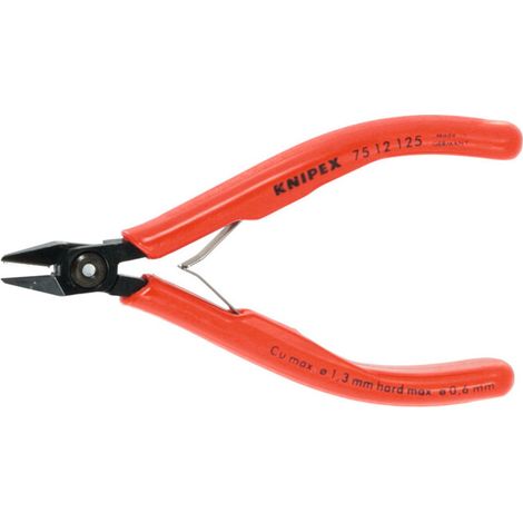 Knipex Pince coupante diagonale pour l’électronique, tête pointue avec support de fils, W, Longueur totale: 125H mm