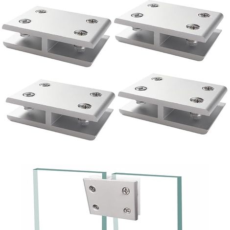 4 Stück (8-mm-Klemme – 10-mm-Glas) Glasklemmen aus Aluminiumlegierung, verstellbare Glasklemmenhalterung, Glasbefestigungsklemme