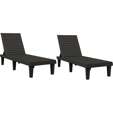 Maison Exclusive - Lettini Prendisole 2pz Neri 155x58x83 cm in Polipropilene (1/5)