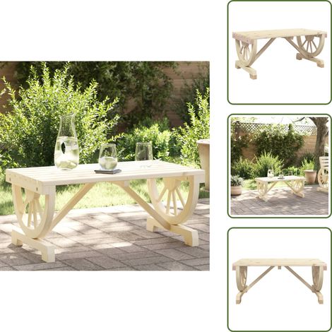 The Living Store Table basse de jardin 90x50x40 cm bois de sapin massif - Table Basse Jardin - Table Extérieur - Mobilier Jardin - Table Bois - Sapin Massif (1/5)