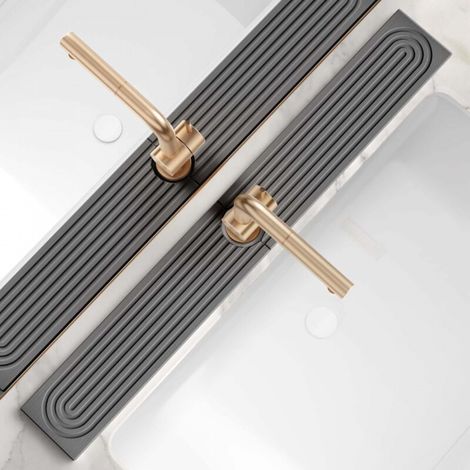 Tapis de robinet en terre de diatomées, gris foncé, 60100,9cm, protection anti-éclaboussures pour comptoir de salle de bain. (1/5)
