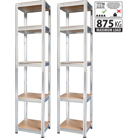 Regal Racks, Metall, MDF, 5 Böden, 1800x400x400 mm, Pack. 2 Stk.