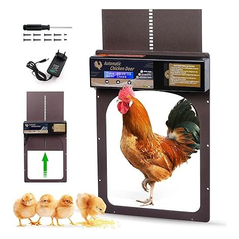 Automatic Aluminium Chicken Coop Door, with Timer, Automatic Chicken Coop Door with Waterproof Programmable LCD Screen, Battery Powered (1/5)
