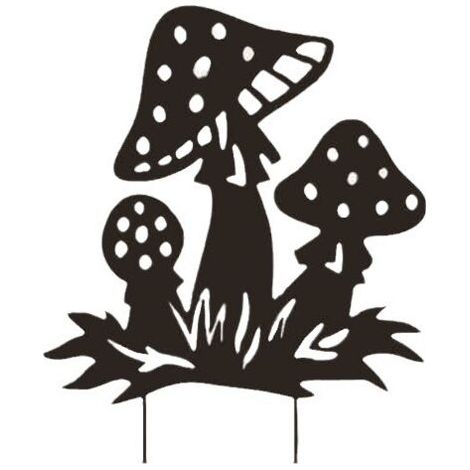 Jardinage créatif métal escamoté champignons pièces en fer, jardin extérieur pelouse décoratif inséré artisanat (1/4)