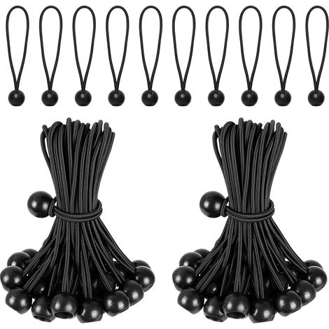 50 Tarpaulin Tensioners 20 cm Elastic Tensioner with Ball for Tarpaulin, Camping, Tent (1/5)