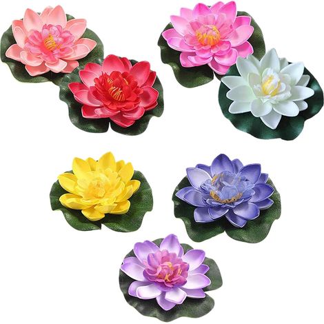 Décoration de Bassin Extérieur 7 Pièces Lotus Artificiel en Plastique Flottant Détails Délicats pour Aquarium et Étang Décoratif (1/5)
