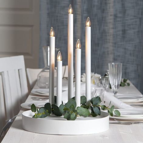 Kerzenleuchter ,Deco mit Tablett, 5-flammig, weiß (1/5)