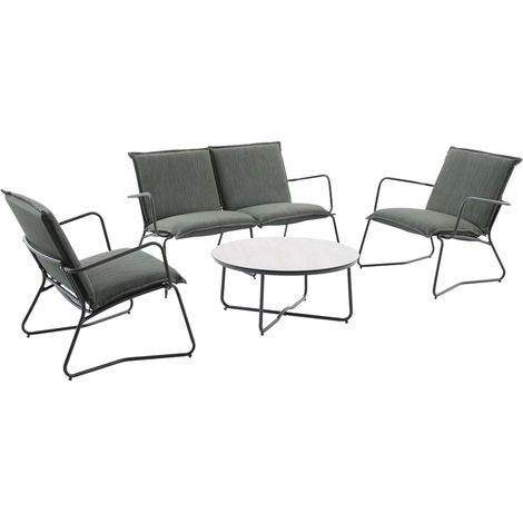 sweeek - Gartenmöbel-Set aus Stahl, Glas und Textilene für 4 Personen (1/5)