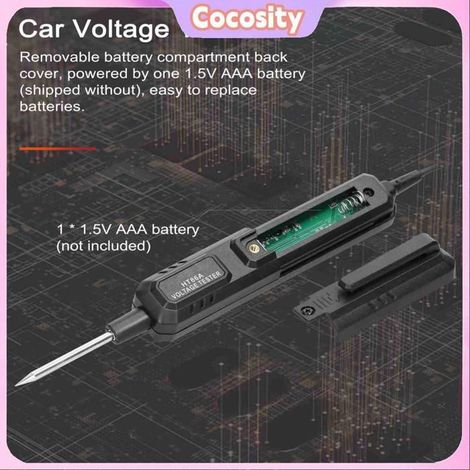 Cocosity détecteur de tension de voiture Testeur de Tension de Voiture, Affichage Numérique LCD, Détecteur de outillage prise) (1/5)