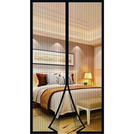 Moustiquaire Porte Fenetre Aimantée Magnetique, Rideaux Anti Mouches Pour Porte, Rideaux Toile Insect, Moustiquaire Baie Vitree Coulissante,Sans Perçage (90 X 210cm, Noir) (1/4)