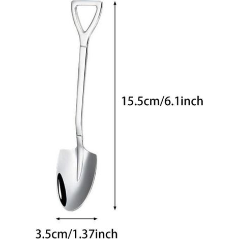 Cuillères à café en acier inoxydable, lot de 20 pièces, légères et portables, forme pelle créative pour la cuisine et le service à thé (1/4)