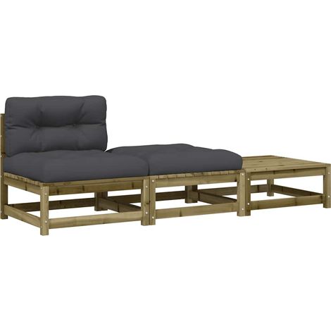 Canapé de jardin Divan de jardin sans accoudoirs avec coussins et repose-pieds (1/5)
