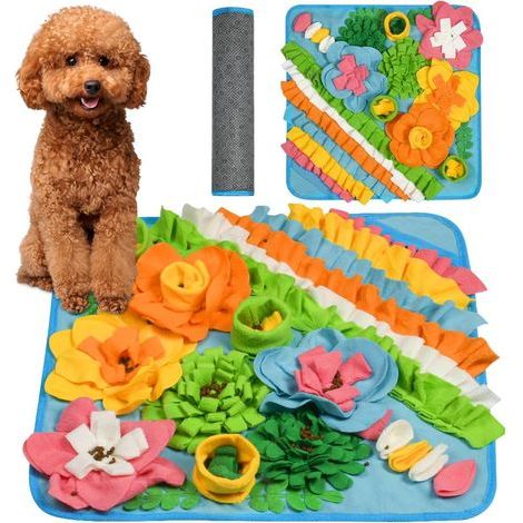 Tapis à renifler pour Chien, 50 50CM Tapis de Fouille Alimentation Lente, Tapis Reniflant Formation d’Animaux Lavable en Machine Pliable pour Lapin, Chat, Chien (Blus) (1/5)