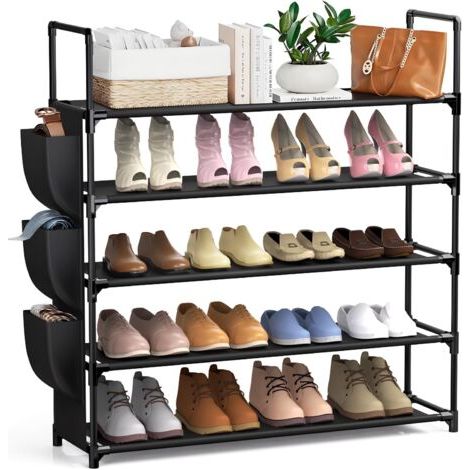 Étagère à Chaussures, 5 Niveaux, Rangement Chaussures Gain De Place, pour 20-25 Paires, pour Couloir, Chambre à Coucher (1/5)