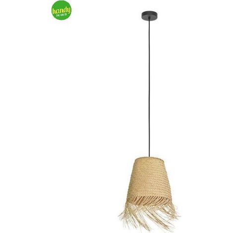 Lampada Sospesa Aycliffe Eglo 1xE27 Nero Legno Naturale (1/4)