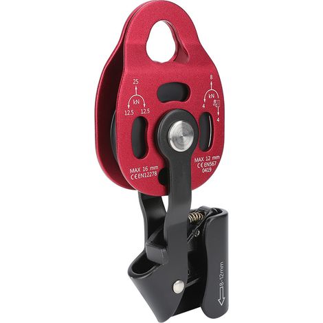 Poulie à corde pivotante en aluminium robuste 4KN pour cordes de 8-12mm, idéale pour l'escalade et les activités en extérieur. (1/5)