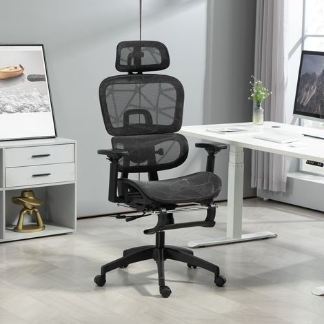 Sedia da ufficio, sedia ergonomica in rete con braccioli 3D, schienale reclinabile, 66x64x122 cm, nera