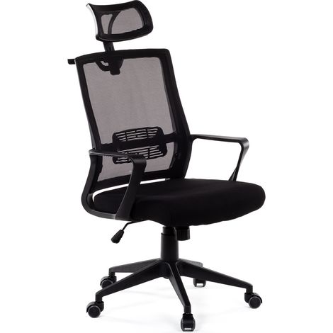 Chaise de bureau avec roulettes et appui-tête en polypropylène Teill Black SKLUM Noir (1/5)