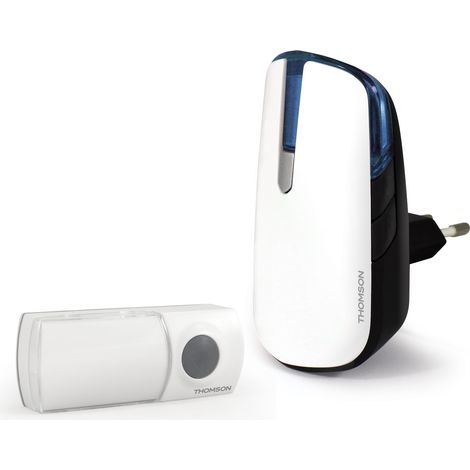 Thomson – Carillon sans fil 150 mètres – Flash lumineux – Installation rapide sur prise – Compatible avec plusieurs boutons d'appel (1/6)