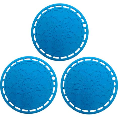 Hot Pad - Silicone - 220 °C Heat Resistant - Multi-Use Kitchen Mat for Pots Pans Bowls - Wooden Marble Countertop Protection - Set of 3 (1/5)