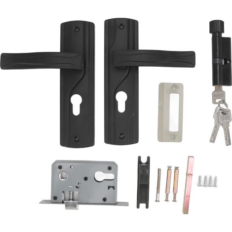 SUNXURY Schlafzimmertürschloss-Set, universelles schwarzes Türgriffschloss-Schlüsselset, verdickter Griff für das Wohnzimmer