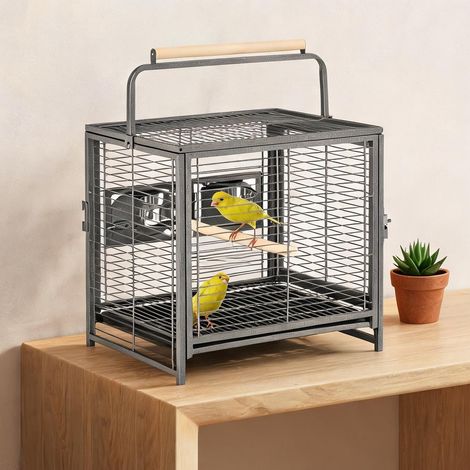 Cage pour oiseaux preto en aço de Madeira 48 x 38 x 478 cm (1/5)