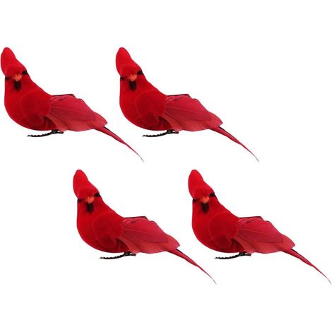 Stück Künstliche Vogelstatue mit Clip in Rot Lebensecht aus