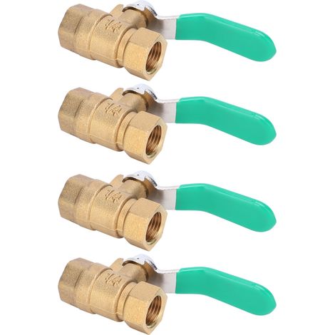 4 Stück 1/4-Zoll-Kugelhähne mit Innengewinde, dickwandiges Messing, Abflussabsperrventil, Wasserrohr-Sanitärsystem (1/5)