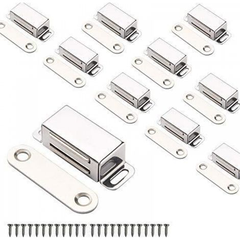 Aimants pour armoires, boucles magnétiques en acier inoxydable pour portes de cuisine, salle de bain, placards, portes et tiroirs, lot de 10 (1/5)