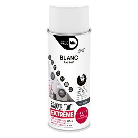 Peinture aérosol relook tout extreme MAISON DECO blanc satiné 0.400 L (1/3)