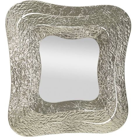 Dmora - Specchio Jari, Specchiera, Articolo d'arredo a muro, Decorazione con specchio, 74x7 h79 cm, Argento