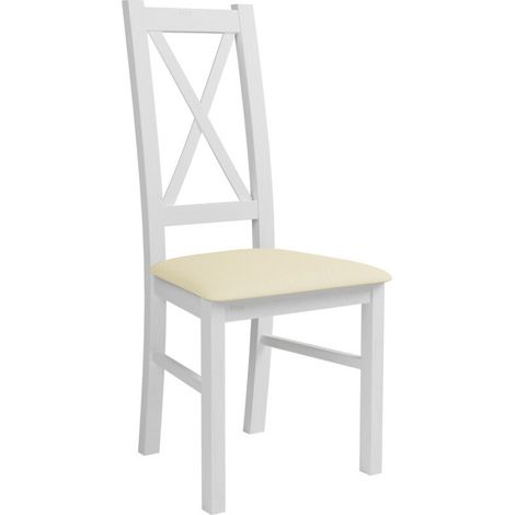 Silla Sparks 117, Blanco, 95x46x40cm, Cuero ecológico, De madera, Madera (1/4)