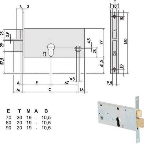 Serrure d'insertion de bandes All 44361-90-0 Cisa
