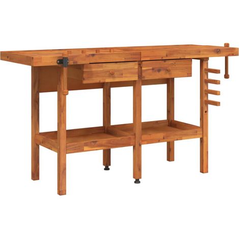 Établi avec tiroirs et étaux Etabli d'atelier 162x62x83 cm Bois massif d'acacia 41266 (1/5)