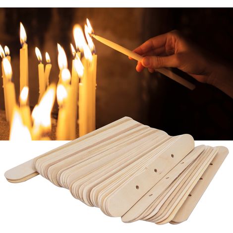 Porte-bobine pour Chandelle Bois de Bouleau 50Pcs Réutilisable Facile 150x20mm 3 Troux pour Fabrication de Bougies (1/5)