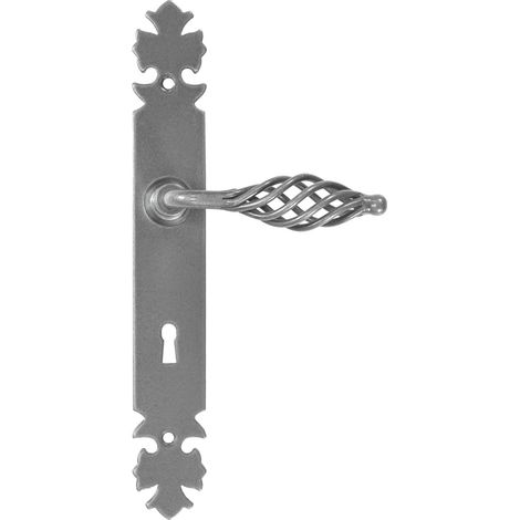Manilla de puerta LAGOS con placa para llave de 72 mm, acero