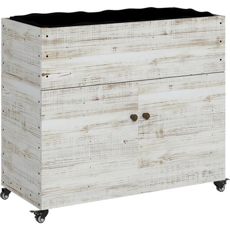 Huerto urbano elevado de madera con armario y ruedas 110 x 50 x 95 cm blanco HOMVRA (1/5)