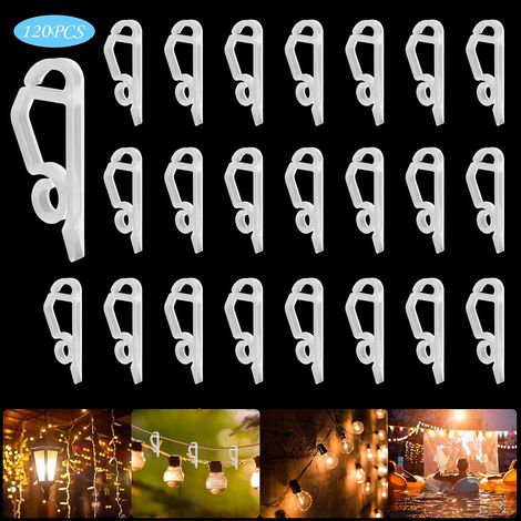 120 Stück Weihnachtslichter-Clips für die Außenweihnachtsbeleuchtung, Mini-Dachrinnenhaken für Lichterketten, Kunststoffhalter, Lichterkettenhaken, Dachrinnenbefestigung (Weiß) (1/5)