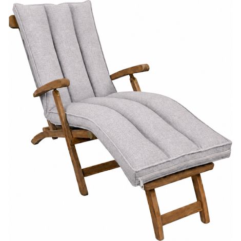 Coussin bain de soleil déhoussable BANANAIR 190x60x15 cm gris clair