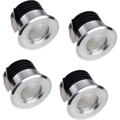 Set mit 4 Mini-LED-Einbaustrahlern, 3 W, warmweiß, für Schaufenster, Innenbeleuchtung, Gipskartonbeleuchtung, mit Transformator (1/5)