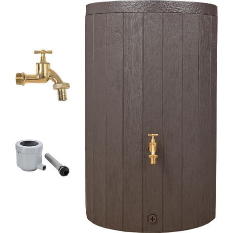 GARANTIA TIMBER set completo 230 L marrón incl. grifo de salida de latón y conector para bajante