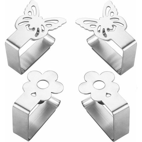4 pièces Clip Nappe en Acier Inoxydable Nappe Extérieur Fixation Nappe Clips Pinces de nappe réglables Attache Nappe Jardin Anti-Glissant pour Piques Niques Repas à l’Extérieur Restaurant (1/5)