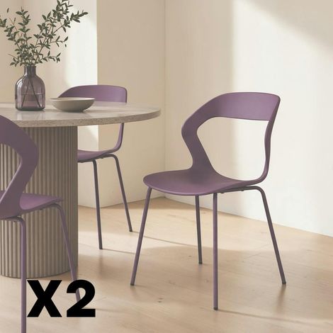 Chaise design prune en polypropylène (lot de 2) ALBA