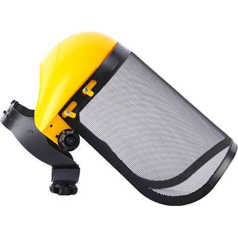 Visière en Maille d'Acier & Protège-Oreilles Réglable, Protection du Visage, du Front et des Oreilles, Masque de protection de sécurité pour jardin jaune (1/5)
