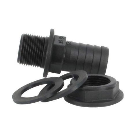 Multicuves – Trop-plein cuve eau 1000L – Embout droit Ø 25 mm – Mâle 3/4'' pas du gaz – Polypropylène pour cuves IBC (1/5)